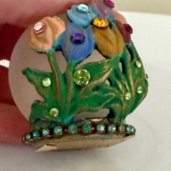 Belladonna Handmade Frosted Glass Floral Decor Bottle Crystal Top 3 Inch Vintage - Picture 2 of 10